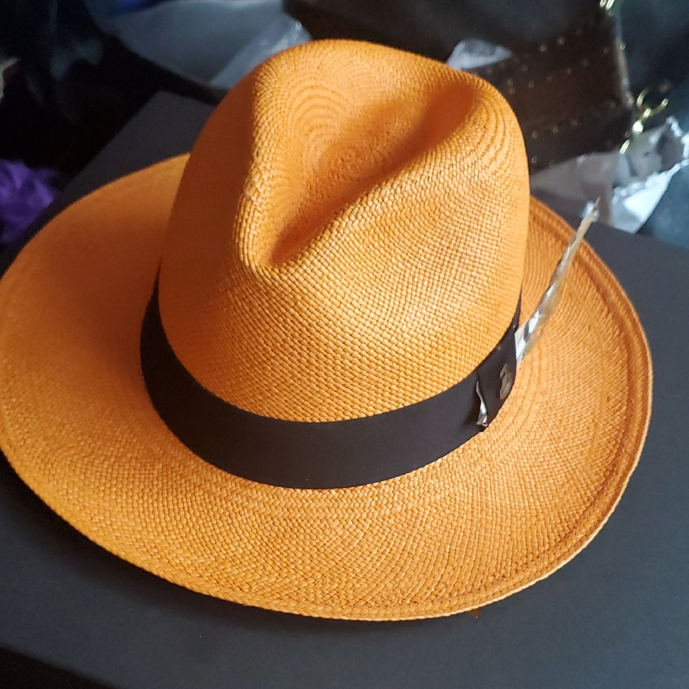 Orange Fedora Hat with Black Band